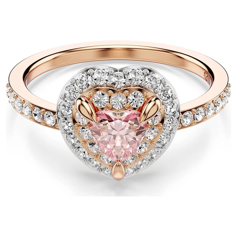 One motif ring, Heart cut, Pavé, Heart, Pink, Mixed metal finish by SWAROVSKI