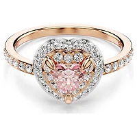 One motif ring, Heart cut, Pavé, Heart, Pink, Mixed metal finish by SWAROVSKI
