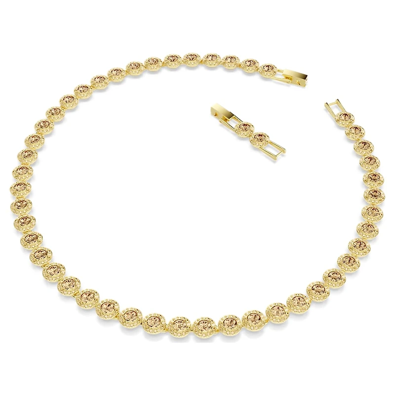 Una Angelic necklace, Round cut, Caramel, Gold-tone plated by SWAROVSKI