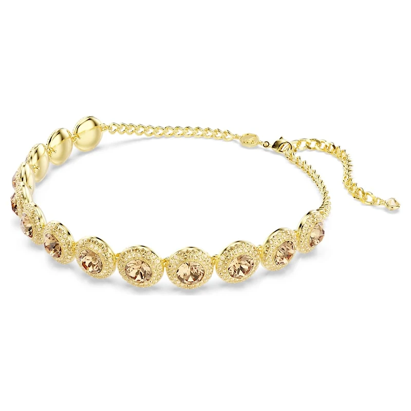 Una Angelic choker, Round cut, Caramel, Gold-tone plated by SWAROVSKI