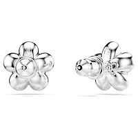 Ariana Grande x Swarovski stud earrings, Crystal Pearl, Round cut, Flower, White, Rhodium plated by SWAROVSKI