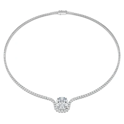 Octagon necklace, Lab-grown diamonds 12.86 ct tw, Octagon shape, 18K white gold by SWAROVSKI