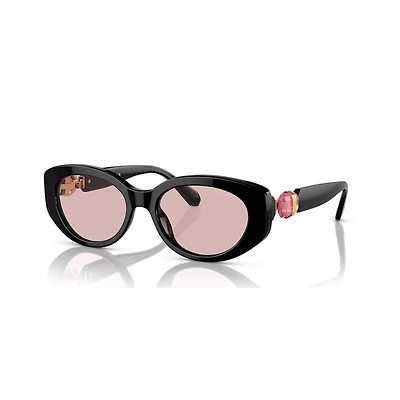 Sunglasses, Oval shape, SK6002, Black by SWAROVSKI