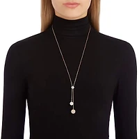 Forward Y necklace, White, Rose gold-tone plated by SWAROVSKI