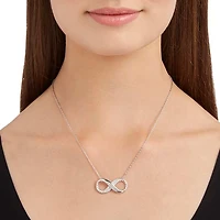 Exist pendant, Infinity, White, Rhodium plated by SWAROVSKI