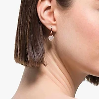 Ginger drop earrings, White, Rose gold-tone plated by SWAROVSKI