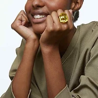 Lucent cocktail ring, Octagon cut, Yellow by SWAROVSKI
