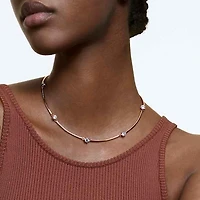Constella necklace, Round cut, White, Rose gold-tone plated by SWAROVSKI