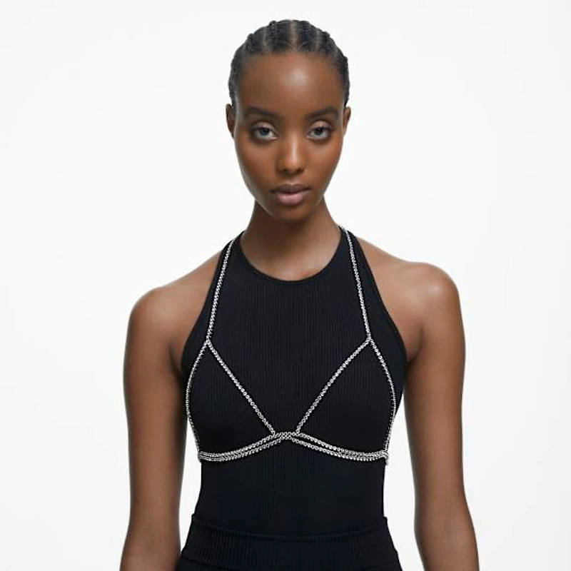 Millenia body chain, Round cut, White, Rhodium plated by SWAROVSKI