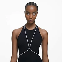 Millenia body chain, Square cut, White, Rhodium plated by SWAROVSKI