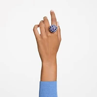 Curiosa cocktail ring, Triangle cut, Blue, Gold-tone plated by SWAROVSKI
