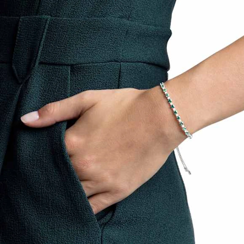 Matrix bracelet, Round cut, Green, Rhodium plated by SWAROVSKI