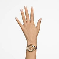 Octea lux sport watch, Swiss Made, Metal bracelet, Brown, Gold-tone finish by SWAROVSKI