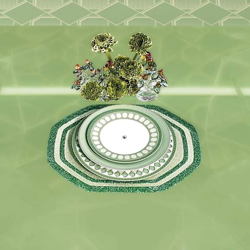 Signum service plate, Porcelain, Green by SWAROVSKI