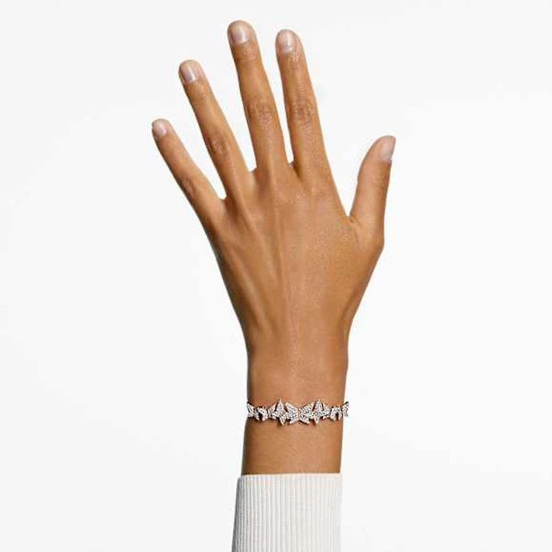Idyllia Lilia bracelet, Butterfly, White, Rose gold-tone plated by SWAROVSKI