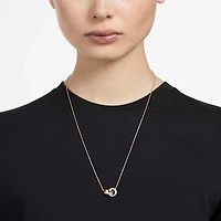 Dextera pendant, Interlocking loop, White, Rose gold-tone plated by SWAROVSKI