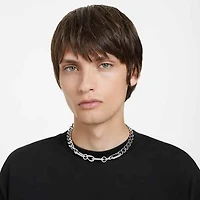 Dextera necklace, Statement, Mixed links, White, Rhodium plated by SWAROVSKI