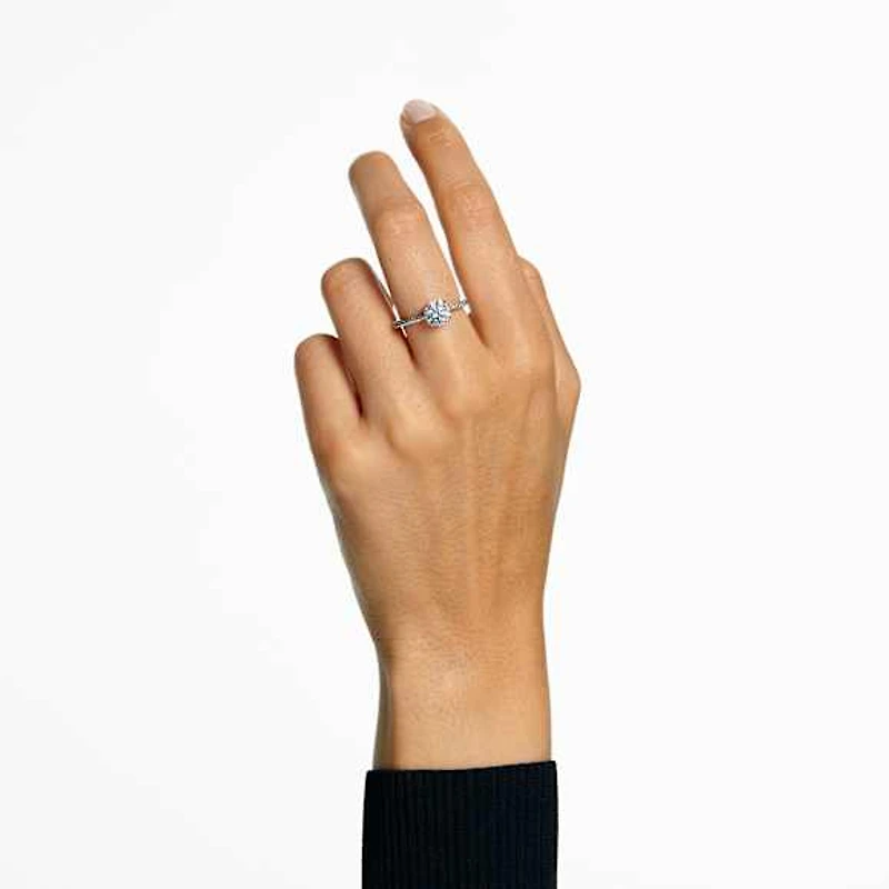 Stilla cocktail ring, Round cut, Pavé, White, Rhodium plated by SWAROVSKI