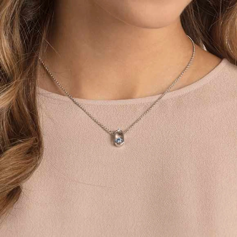 Una necklace, Round cut, Oval shape, Blue, Rhodium plated by SWAROVSKI