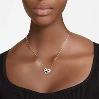 Matrix pendant, Mixed cuts, Heart, White, Rhodium plated by SWAROVSKI