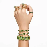 Matrix ring, Baguette cut, Green, Gold-tone plated by SWAROVSKI