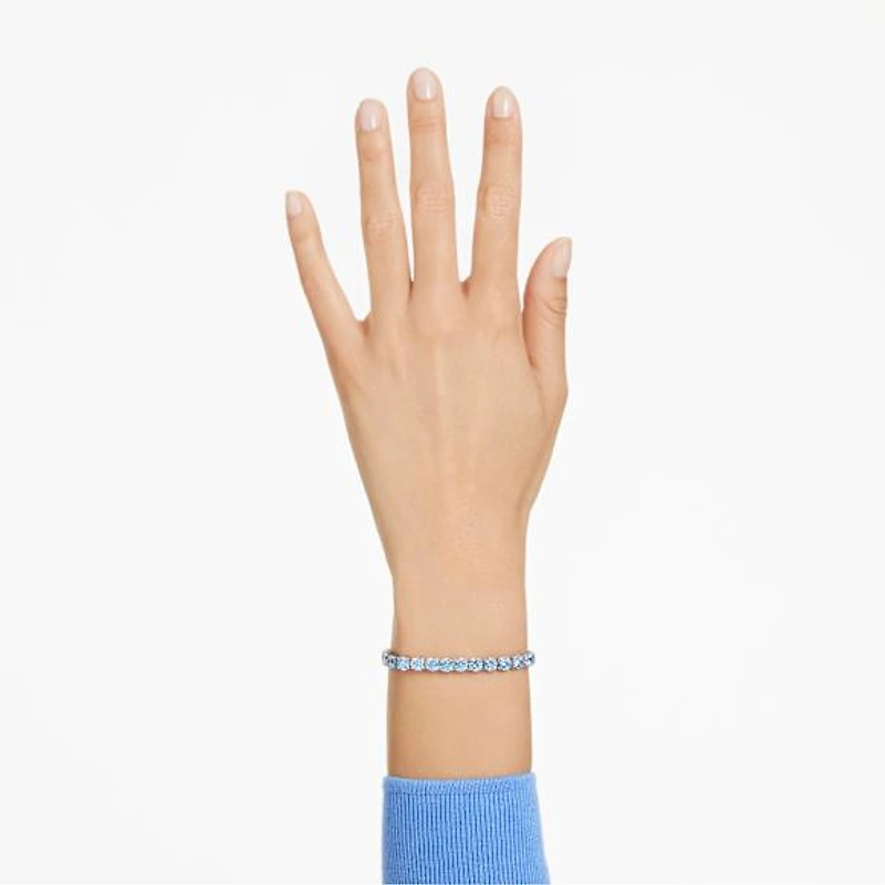 Matrix Tennis bracelet, Round cut, Blue, Rhodium plated by SWAROVSKI
