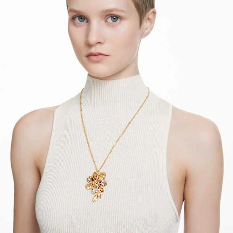 Elegance of Africa necklace, Flower, Multicoloured, Gold-tone plated by SWAROVSKI