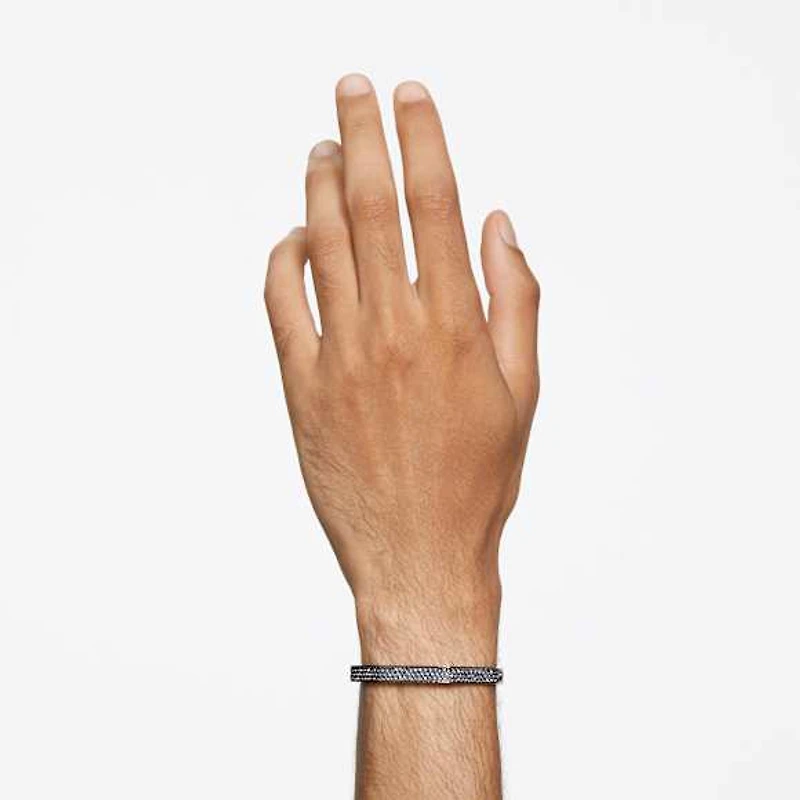 Dextera bangle, Octagon shape, Black, Ruthenium plated by SWAROVSKI