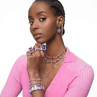 Gema necklace, Mixed cuts, Multicoloured, Rhodium plated by SWAROVSKI