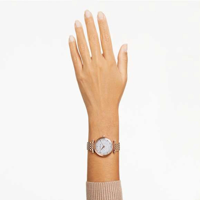 Crystalline wonder watch, Swiss Made, Metal bracelet, Rose gold tone, Rose gold-tone finish by SWAROVSKI