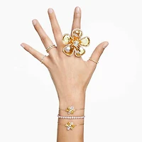 Matrix Tennis bracelet, Round cut, White, Gold-tone plated by SWAROVSKI