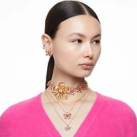 Idyllia pendant, Flower, Small, Pink, Gold-tone plated by SWAROVSKI