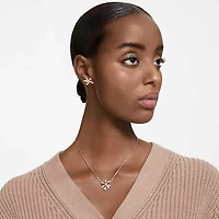 Volta set, Bow, White, Rose gold-tone plated by SWAROVSKI