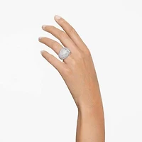 Luna cocktail ring, Moon, White, Rhodium plated by SWAROVSKI