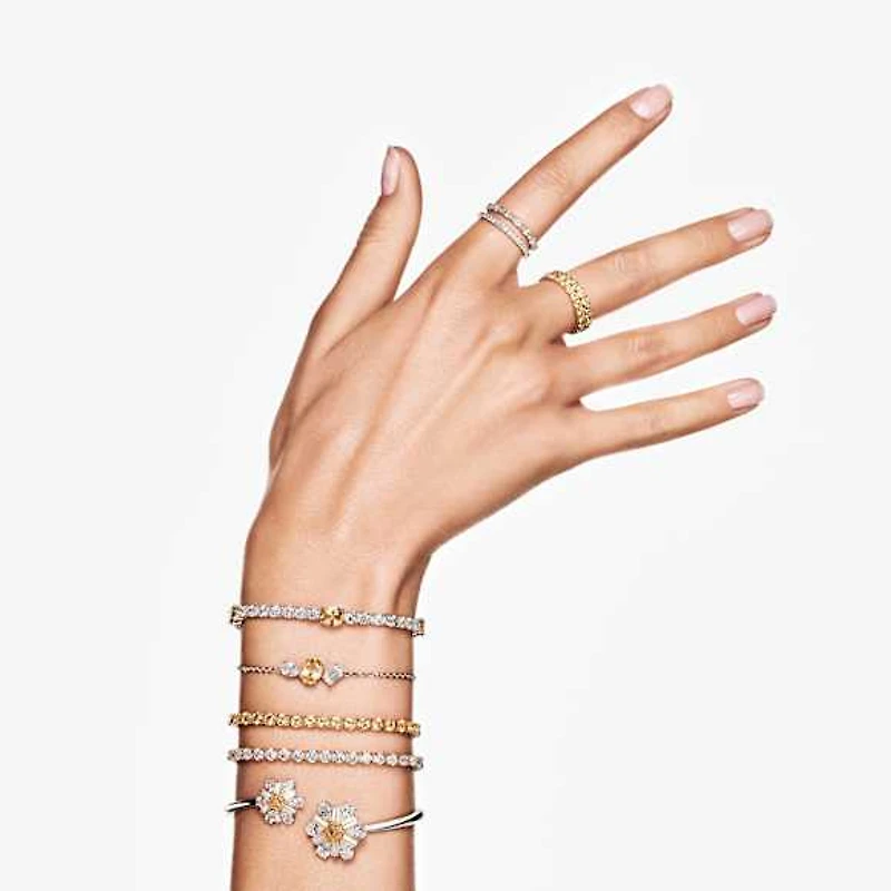 Matrix Tennis bracelet, Mixed cuts, Yellow, Rhodium plated by SWAROVSKI