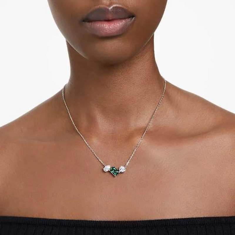 Mesmera pendant, Mixed cuts, Green, Rhodium plated by SWAROVSKI