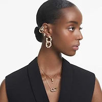 Dextera pendant, Interlocking loop, White, Gold-tone plated by SWAROVSKI