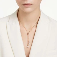 Originally Y pendant, Crystal pearl, White, Rose gold-tone plated by SWAROVSKI