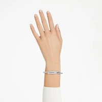 Dextera bangle, Magnetic closure, White, Rhodium plated by SWAROVSKI