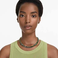 Millenia necklace, Octagon cut, Colour gradient, Green, Gold-tone plated by SWAROVSKI