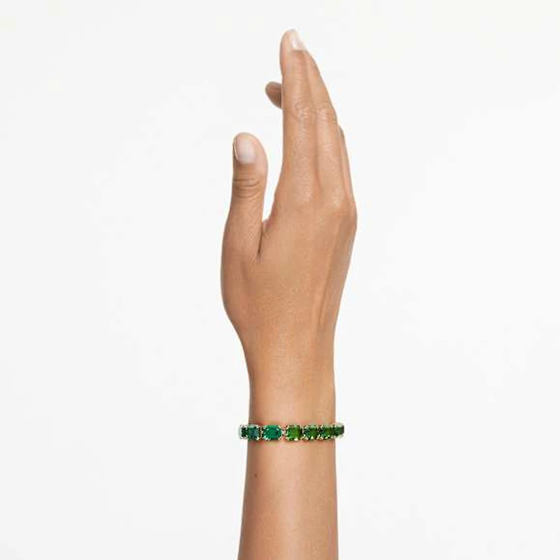 Millenia bracelet, Octagon cut, Colour gradient, Green, Gold-tone plated by SWAROVSKI