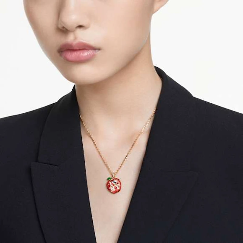 I LOVE NY pendant, Red, Gold-tone plated by SWAROVSKI