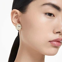 I LOVE NY stud earrings, White, Gold-tone plated by SWAROVSKI