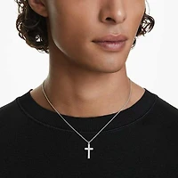 Insigne pendant, Pavé, Cross, White, Rhodium plated by SWAROVSKI