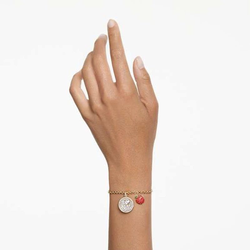 I LOVE NY bracelet, Red, Gold-tone plated by SWAROVSKI