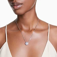 Idyllia pendant, Mixed cuts, Flower, Blue, Rhodium plated by SWAROVSKI
