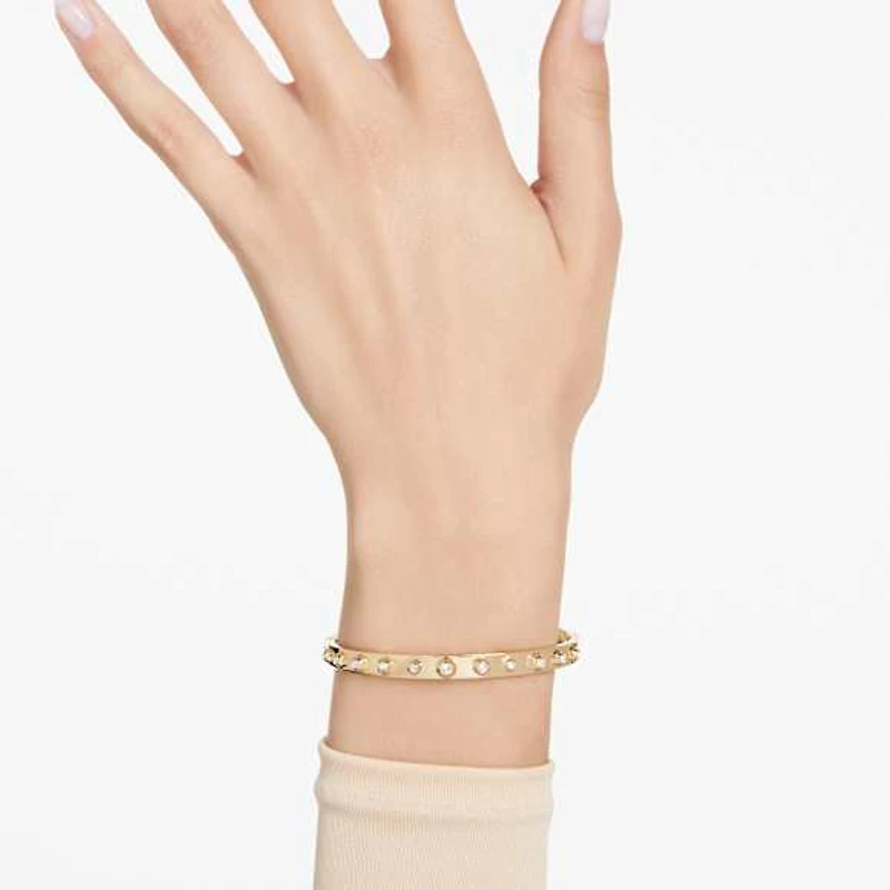 Numina bangle, Mixed round cuts, White, Gold-tone plated by SWAROVSKI