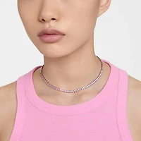 Matrix Tennis necklace, Round cut, Pink, Rhodium plated by SWAROVSKI