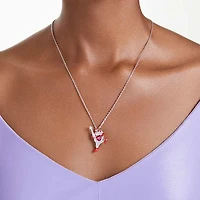 Alice in Wonderland pendant, Playing card, Red, Rhodium plated by SWAROVSKI