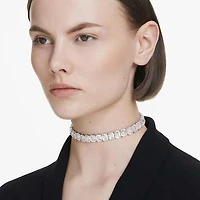 Millenia choker, Octagon cut, White, Rhodium plated by SWAROVSKI